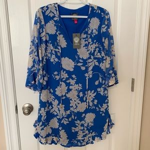 Vince Camuto Blue Floral Print Dress